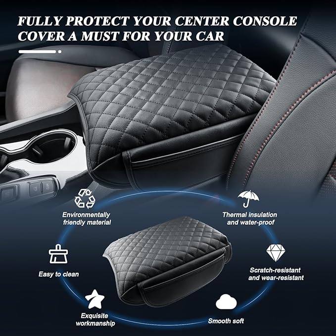 BIBIBO for 2026 Honda Passport Center Console Armrest Cover 2024 2025 2026 Honda Passport RTL/TrailSport Elite/TrailSport Arm Rest Cover 2026 Honda Passport Accessories 2026Passport (Black-Thick)