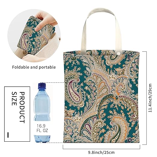 AXZOPDE Cute Car Trash Can, Hanging Canvas Car Back Seat Organizer and Storage Bag, Funny Car Trash Bag For Travelling, Outdoor Luxury Boho Paisley Flower