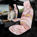 Qeluxign Automotive Seat Covers 5 Piece Universal Fit Pink Gold Marble Car Accessories with Soft 2 Pack Seat Belt Cover Pads and Center Console Armrest Covers for SUV Truck Interior Set