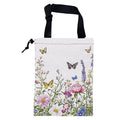 KXWQTRDD Car Garbage Bag Watercolor Butterfly Wildflower Drawstring Car Trash Bag Hanging for Back Seat with Adjustable Buckle Canvas Vehicle Trash Can Easy-to-Install