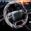 Valleycomfy Cloth Steering Wheel Covers for Women Bohemian Universal 15 inch Baja Blanket Enthic Grey