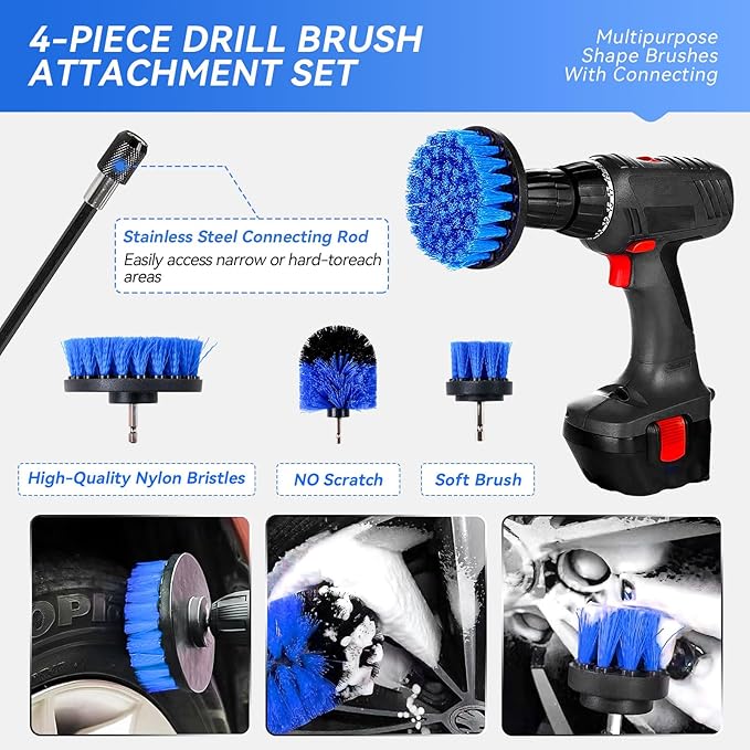 29Pcs Car Detailing Kit,Compelete Car Cleaning Kits Interior Cleaner with Detailing Brushes,Drill Brush Heads,Car Wash Kit with Cleaning Gel,Wash Mitt,Car Hooks,Car Care Gift for Men