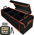 EAROND Large Trunk Organizer with Cooler, 3 Compartments SUV Cargo Organizer, Portable Trunk Organizer for suv,car,truck,rv,jeep(black)