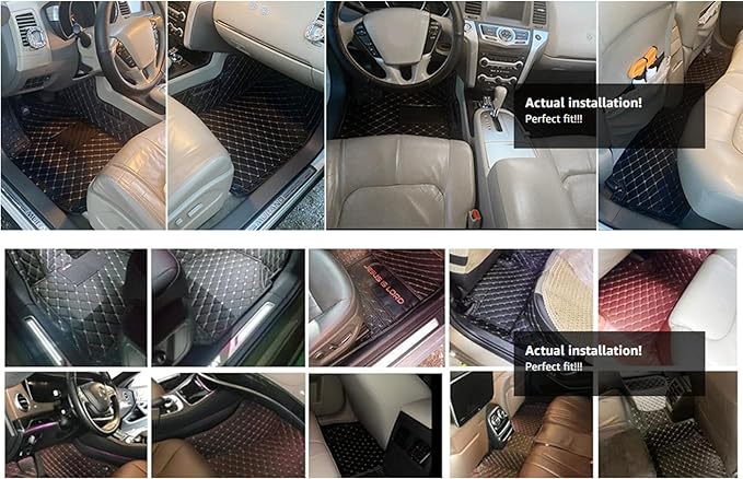 Floor Mats for Cars, All-Weather Mats, Waterproof Trim-to Fit Automotive Floor Mats for 99.9% Cars Sedan Trucks SUV, Custom Floor Liner Car Accessories (Black Beige)