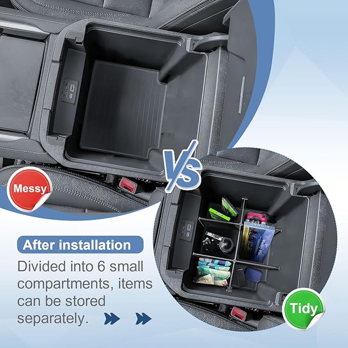 EDBETOS Center Console Organizer for 2021-2025 Chevy Tahoe/Suburban and 2021-2024 GMC Yukon, Fit Standard Console with Charging Socket Only, NOT for Power Sliding Console. Won't Block Original Tray