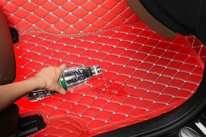 Custom Car Floor Mats Fit 96% Car Model Luxury Leather Waterproof Anti-Skid Full Coverage Liner Front Rear Mat/Set (All in Black)