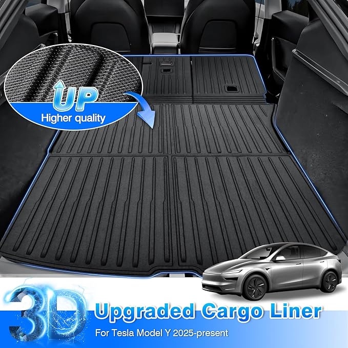 Model Y Floor Mats - Cargo Liner Fits for Tesla Model Y Juniper 2025 2026 (5-Seat), Full Set All Weather Floor Mats for Model Y Juniper Accessories, Heavy Duty Rubber Car Mats, Car Accessories