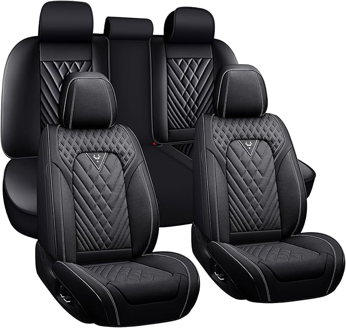 BYXN Car Seat Covers for Jeep Wrangler 2000-2026,Breathable Nappa Leather Car Seat Protector,Full Seat Cover Automotive Seat Cushion with Airbag Compatible(5 Seats,Black)