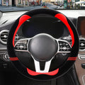 14 inch Furry Cute Steering Wheel Cover, Soft Fluffy Short Plush Auto Accessories, Non-Slip Cold-Proof Sweat-Proof Colorfast(Black with Red)