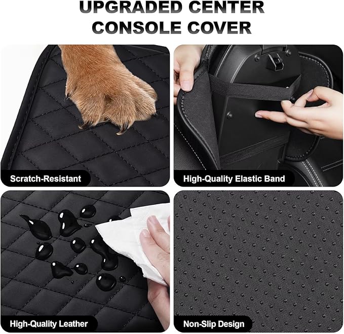 Upgraded Car Center Console Cover Fit for Corolla Faux Leather Car Armrest Cover Cushion with 2 Storage Bags,Car Armrest Storage Box Interior Accessories(Black)