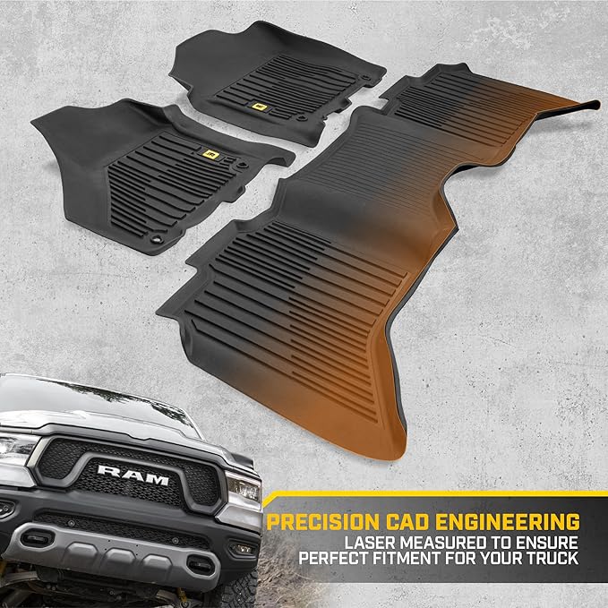 CAT® JustFit™ 3D Custom Fit Floor Mats for Dodge Ram 1500 Crew Cab 2009-2018, Dodge Ram 2500/3500 Crew Cab 2010-2018, Classic 2019-2024 - Heavy Duty Floor-Liner Protection Laser Measured