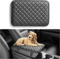 HighnessHwoo Car Armrest Covers, Vehicle Center Console Cover, Middle Storage Organizer Pads, Dog & Cat Paws Protetor, Nappa Leather, Waterproof, Anti-Slip, Auto Interior Accessories, Black, Size M