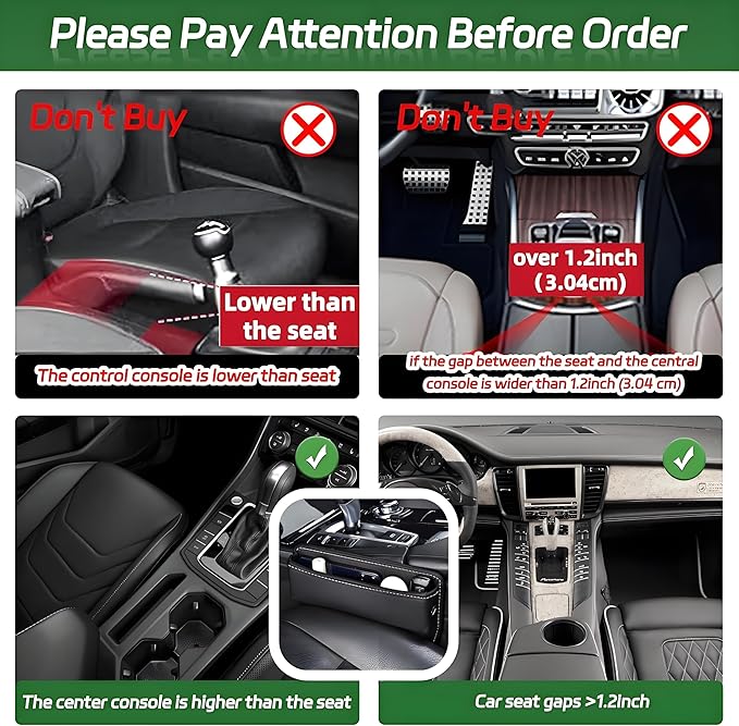 AIUSLN 2026 Upgraded 2 PC(L+R) Premium Leather Car Seat Gap Filler Organizer, Car Seat Gap Plug with Storage Slot Cup Holder Gap Bag Front Seat for Phone Glasses Keys Car/SUV/Truck Christmas Gifts