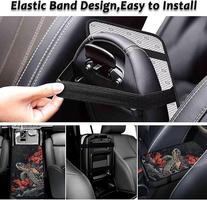 Bulopur Turtle Car Center Console Cushion Pad Protector Arm Rest Car Flannel Comfortable Auto Fashion Auto Interior Armrest Console Accessories Fit Most Car, Truck, SUV, or Van