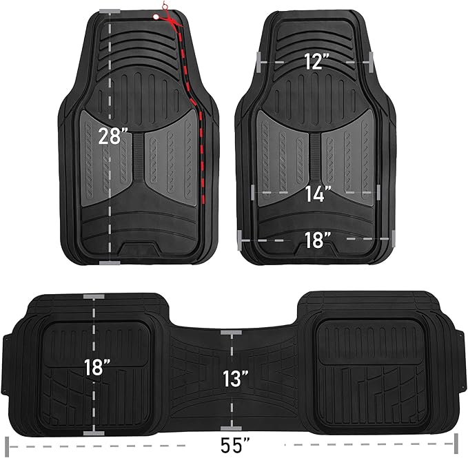 FH Group Car Floor Mats Climaproof Heavy Duty Rubber Floor Mats for Sedan, SUV, Truck, Universal Fit Automotive Floor Mats Trimmable Full Pink Set, Combo Small Car Seat Cover Design
