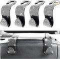 4 PCS Car Seat Headrest Hooks, Bling Crystal Rhinestone Back Seat Hanger Storage Organizer, Sparkly Seatback Holder Hooks for Purse and Bags Universal For Most Vehicles (Silver)