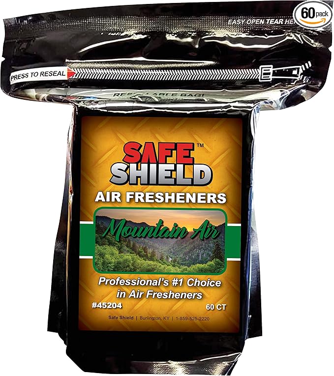 SAFE SHIELD AIR FRESHENER PADS SCENTS 60 COUNT CAR LOT AUTO RENTAL DETAILER DEALERSHIP (MOUNTAIN AIR)