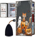Car Registration and Insurance Card Holder for Women Men, Waterproof PU Leather Glove Box Car Organizer with Magnetic Shut, Vehicle Document Holder for Driver License,Cards, Pumpkin Cartoon Cat
