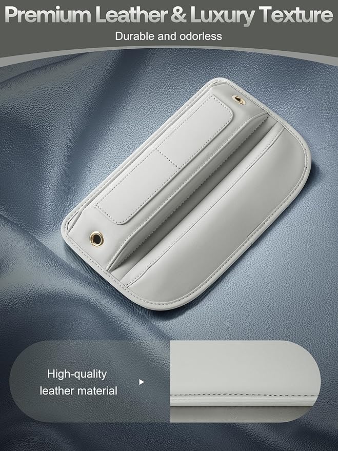 Owntow Premium Leather Car Seat Gap Filler Organizer, Universal Fit Interior Accessory with Card Slots, Car Center Console Organizer for Suv, Truck (Beige, 2 Pack)