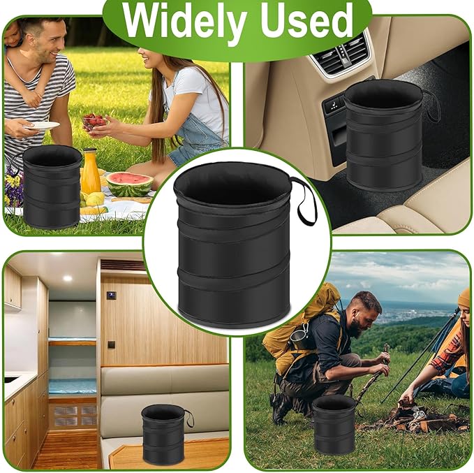 2 PCS Car Trash Can, Collapsible Pop-up Car Garbages Can, Portable Garbage Bin with Elastic Band, Waterproof Small Garbage Can for Back Seat Front Seat, for Outdoor Traveling & Home Use