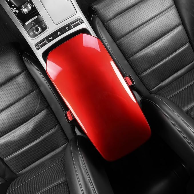 ABS Car Central Console Armrest Cover Armrest Cushion Cover Center Console Box Pad Compatible with Kia Stinger 2017-2024 Accessories (Glossy Red Style)