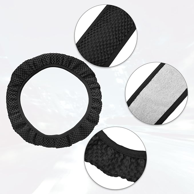 X AUTOHAUX Steering Wheel Cover Universal Elastic Stretch Antislip Breathable Microfiber Ice Silk Interior Trim Wheel Protector for Car Truck SUV Black