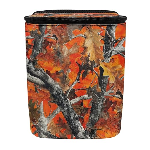 Orange Camo Hunting Forest Car Trash Can Leak-Proof Car Trash Bin Collapsible Portable Auto Garbage Bag Large Capacity Trashcan Storage Bag