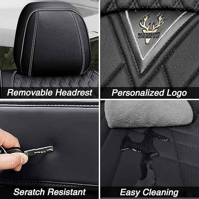 BYXN Car Seat Covers for Jeep Wrangler 2000-2026,Breathable Nappa Leather Car Seat Protector,Front Seat Covers Automotive Seat Cushion with Airbag Compatible(Front Seats,Black)
