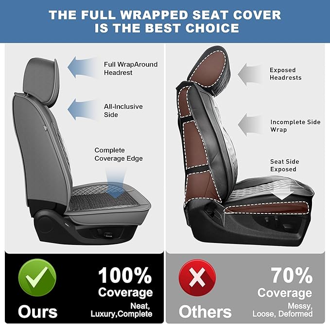 Ahsrnl Seat Covers Fit for Mitsubishi Mirage 2015-2025 2026 Cooling Ice Silk Faux Leather Seat Covers Breathable Seat Cushion Protector（2PCS Front Pair/Black&Gray