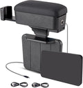 RUPSE Universal Car Armrest Storage Box with Cup Holder, USB/Type-C Ports, Adjustable Wrist Support,Center Console Organizer for Most Vehicles
