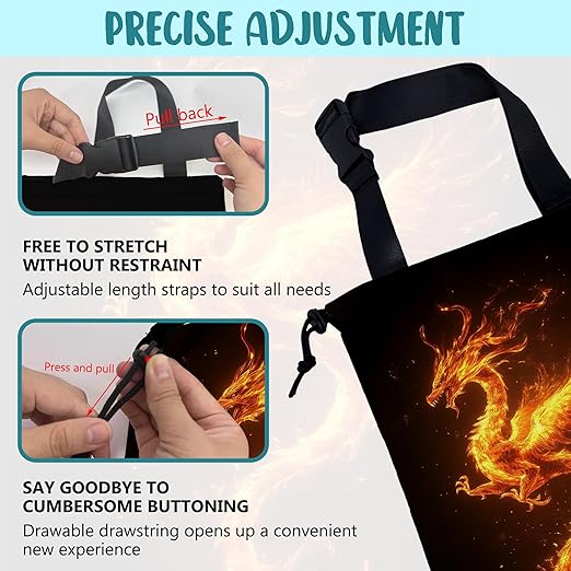 KXWQTRDD Car Trash Bag Dragon Fire Leak-Proof Car Garbage Bag with Drawstring Foldable Canvas Trash Bin with Adjustable Buckle for Car Accessories, Travelling, Camping