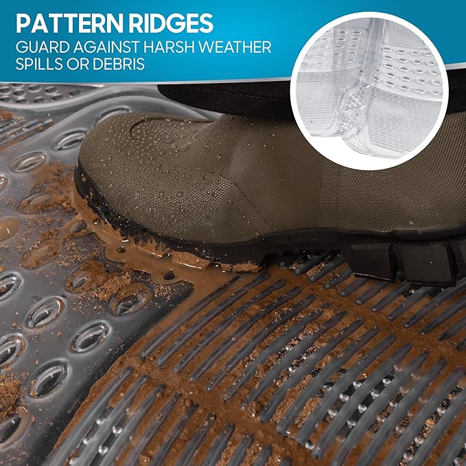 BDK Heavy Duty 4pc Front & Rear Rubber Floor Mats for Car SUV Van & Truck - All Weather Protection Universal Fit, Clear