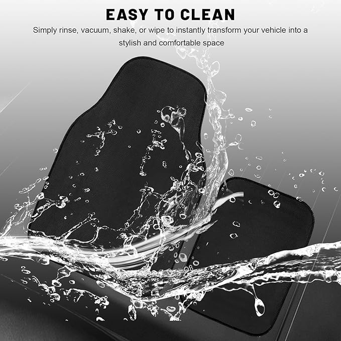 4PCS Car Floor Mats, Waterproof Auto Front & Rear Carpet Mat with Anti-Slip Backing, Stylish Vehicle Rug Floor Mats Universal Interior Accessories for All Weather Protection (Black)