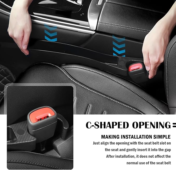 2 Pack Car Seat Gap Filler Organizer with Cars Interior Brush,Anti-Drop Car Seat Gap Plug with Storage Slot for Phone/Keys,Universal in Between Cars Seats Catcher Fit 1.57-1.96"