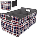 Homeve Trunk Organizer, Car Storage, Reinforced Handles, Collapsible Multi-Compartment Car Organizers, Foldable, Waterproof, 600D Oxford Polyester (Navy Blue Ripple, 2 Compart)