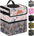 ELONGRIVER Car Trash Can Bin for Back Seat Leak Proof, Cute Car Trash Bag Hanging, Vehicle Trash Can for SUV Truck Van, Automotive Garbage Cans Front Seat Flamingos, 2 Gallons