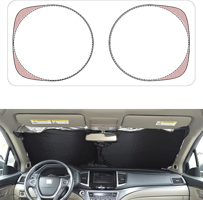 Patented Car Windshield Sun Shade with Storage Pouch by A1 Sunshade Retractable Automotive Truck SUV Front Window Shield Blocker Screen Visor Protector Cover for Auto Interior Accessories for Heat D2