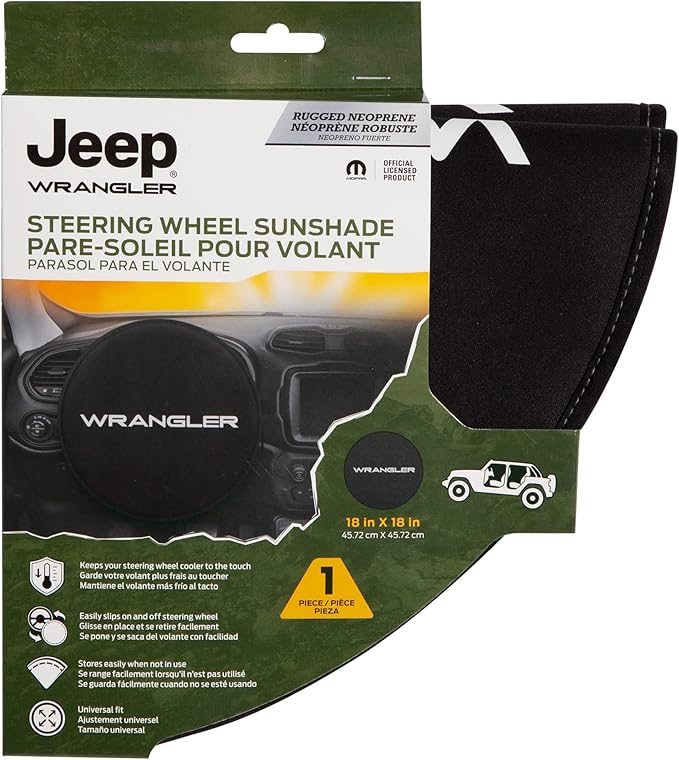 Plasticolor 008408R01 Jeep Wrangler Logo Steering Wheel Cover Sun Shade