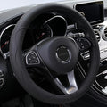 Leather Car Steering Wheel Cover with Anti-Slip Lining Universal 14.5-15 Inch (37-38 cm) Auto Microfiber Protector, Car Accessories for Most Cars, SUVs | Black