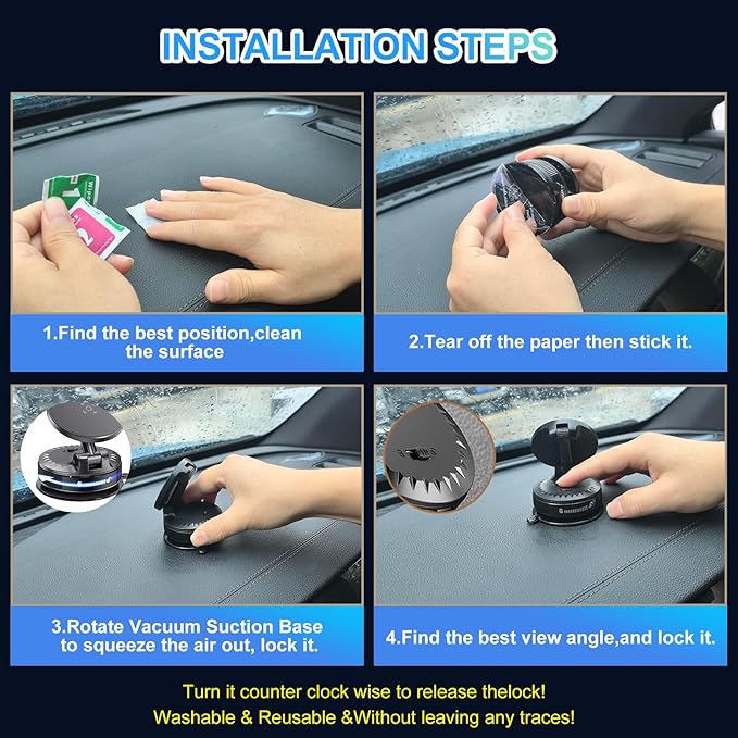MORKEYA Magnetic Car Phone Holder Mount for Dashboard & Windshield, Strong Suction & N52 Magnet, 360° Adjustable Hands-Free Mount Compatible with iPhone and Android Phones
