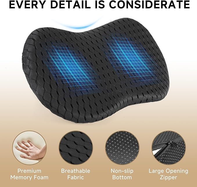 Car Seat Cushion - Memory Foam Car Seat Pad - Sciatica & Lower Back Pain Relief - Car Seat Cushions for Driving - Road Trip Essentials for Drivers(3D Black)