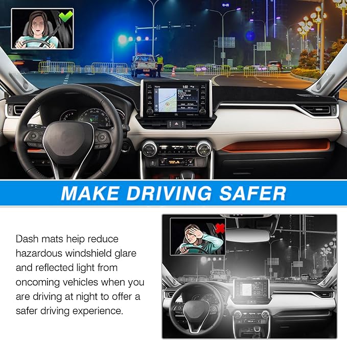 CARTIST RAV4 Dash Cover-Dashboard Cover for 2019-2025 2026 Toyota RAV4 No Glare Pad Dash Mat for RAV4 Interior Accessories[Non-Slip and Sun Protection]