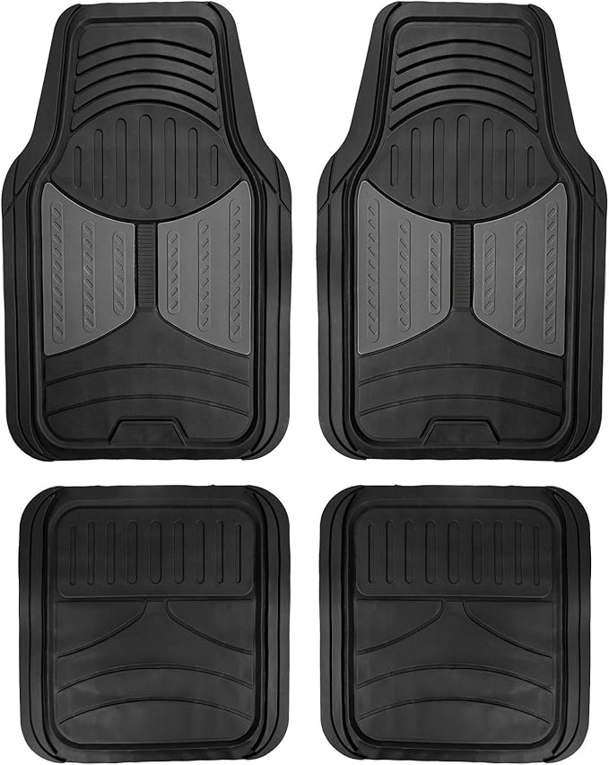 FH Group Automotive Floor Mats - Heavy-Duty Monster Eye Floor Mats for Cars, Universal Fit Full Set, Climaproof Floor Mats, Trimmable Floor Mats for Most Sedan, SUV, Truck Floor Mats Rubber Gray