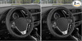 Motor Trend GripDrive Faux Black Leather Steering Wheel Cover for Car Truck Van SUV, Small 14 inch Size, Gray Accent Stitched Car Steering Wheel Cover Vehicle & Auto Accessories (Pack of 2)