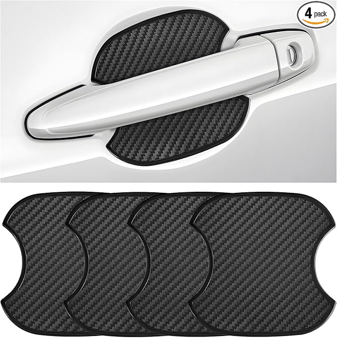 4 PCS Car Door Handle Bowl Stickers, Anti-Scratch Carbon Fiber Auto Handle Cup Protector Paint Guard, Waterproof Door Bowl Sticker Non-Marking Protective Film for Car SUV Truck (Medium)