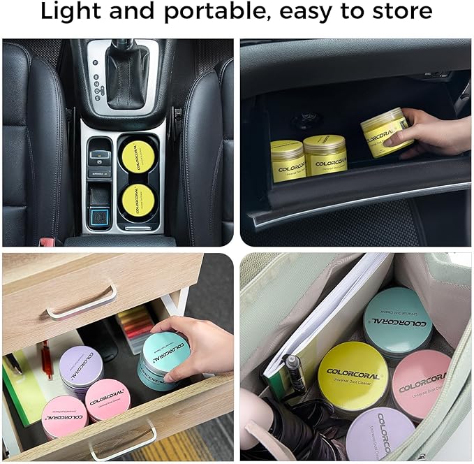 COLORCORAL 320g Cleaning Gel for Office Products Cleaning,Keyboard Cleaner Dust Clean Gel for Car Interior Cleaning,Car Putty Reusable Slime goo for Vehicle Vents,Laptop(Navy Blue, Yellow)