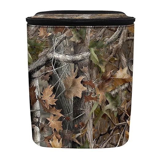 Talayituse Hunting Camo Forest Leaves Print Car Trash Can with Lid, Leak Proof Auto Trash Bag Hanging Vehicle Garbage Can Multipurpose Storage Container for Back Seat Road Trip