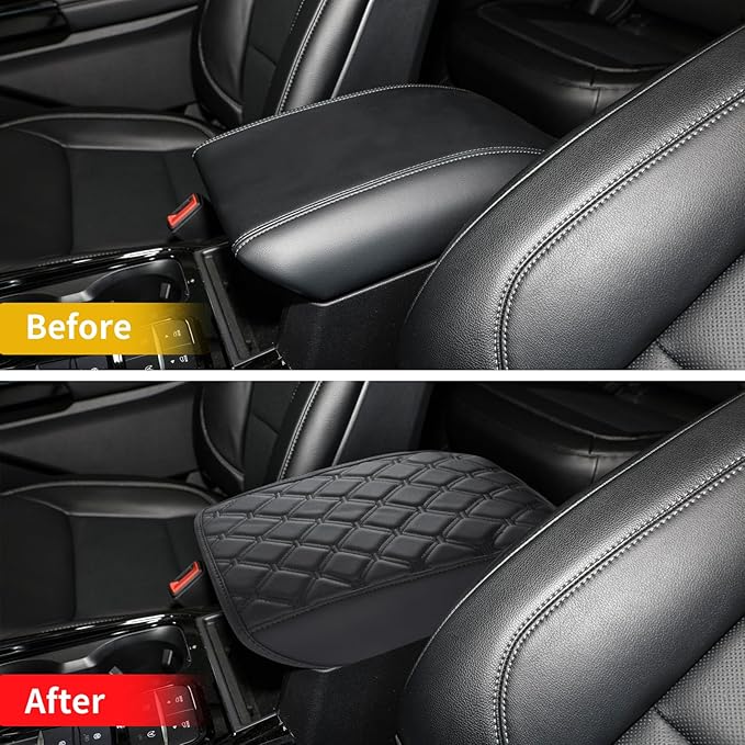 GIANT PANDA Custom Fit Center Console Cover Armrest Cover for 2020,2021,2022,2023,2024,2025,2026 Ford Explorer,Waterproof Leather Middle Console Cover - Full Protection - Black