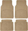 FH Group Automotive Floor Mats - Heavy-Duty Rubber Floor Mats for Cars, Universal Fit Full Set, ClimaProof Floor Mats, Trimmable Floor Mats For Most Sedan, SUV, Truck Floor Mats Beige