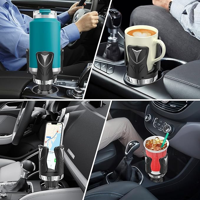 Cup Holder Expander Adapter - | Adjustable | Expandable Base for Car, Easkkty All Purpose Car Cupholder Extender with Rubber Fits Most 24/32//40oz Large Water Bottles & Mugs & Foods